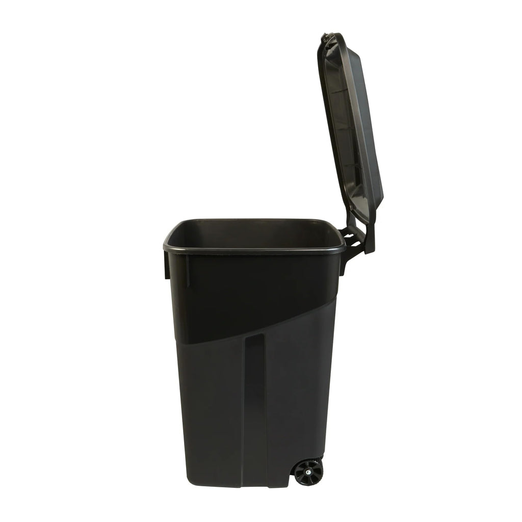45 Gallon Black Wheeled Trash Can with Attached Lid V474142