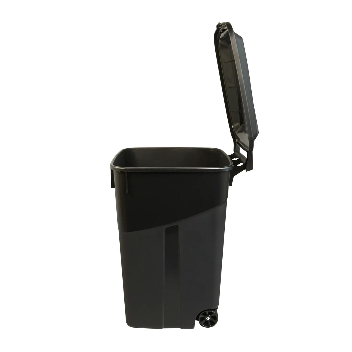 45 Gallon Black Wheeled Trash Can with Attached Lid V474142