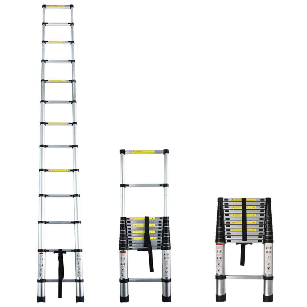 Aluminum Telescopic Extension Ladder 330 lbs Capacity 14.5FT V90635