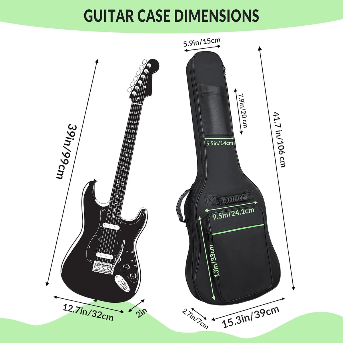 39 Inch 7mm Padding Waterproof Black Electric Guitar Bag H72705