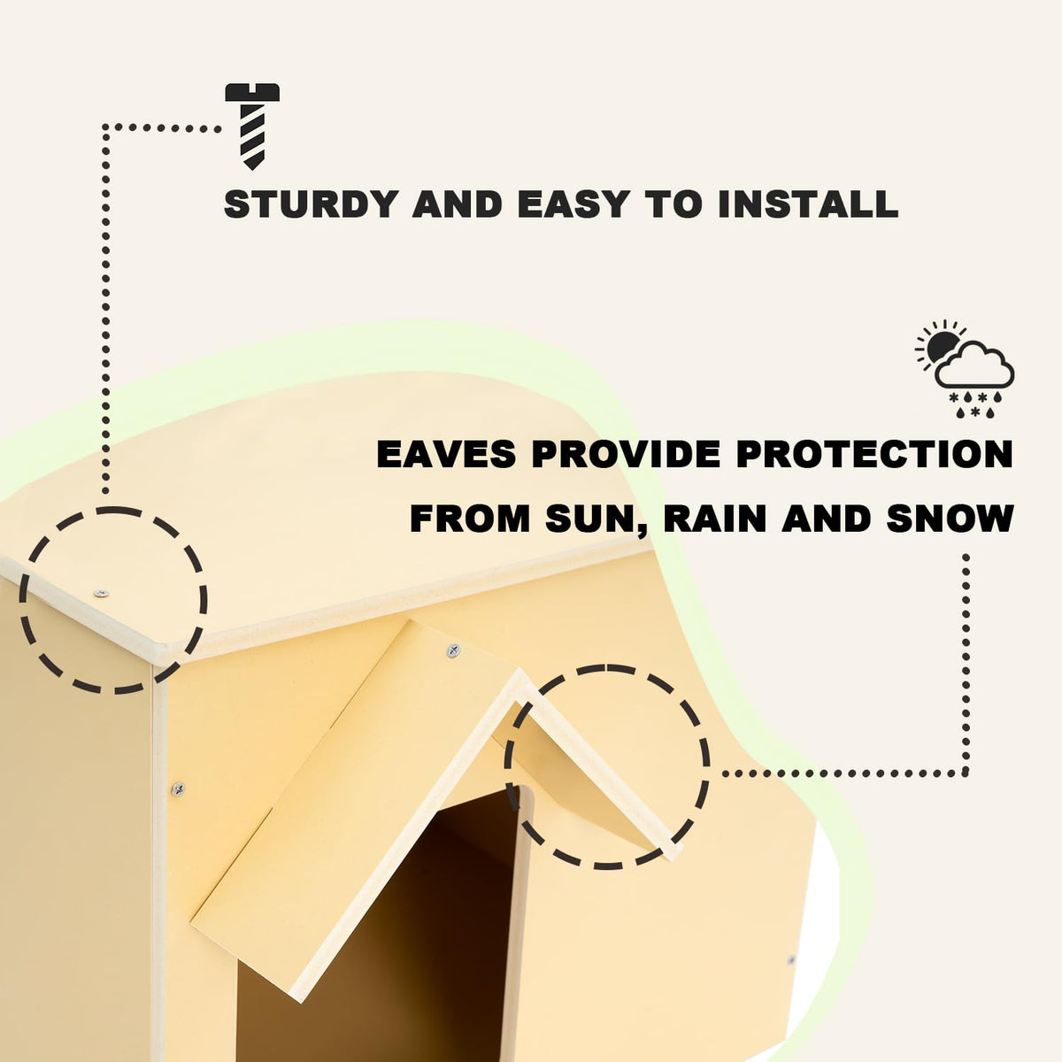 Waterproof Insulated Wooden Outdoor Cat House W40551