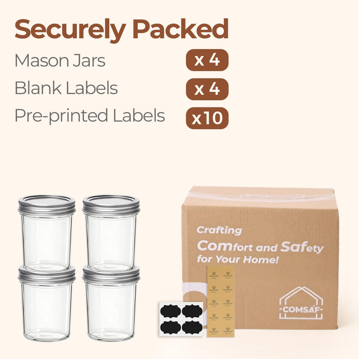 16 oz Wide Mouth Mason Jars 4 Pack G305