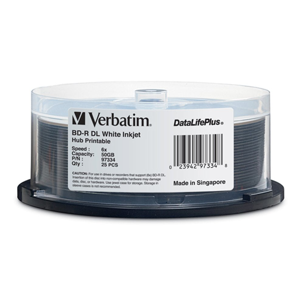 25pk Bd-R Dl 50gb 6X White Inkjet Printable M4627