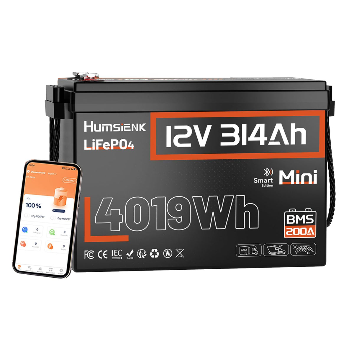 12V 300Ah LiFePO4 Lithium Battery with Bluetooth Q420719