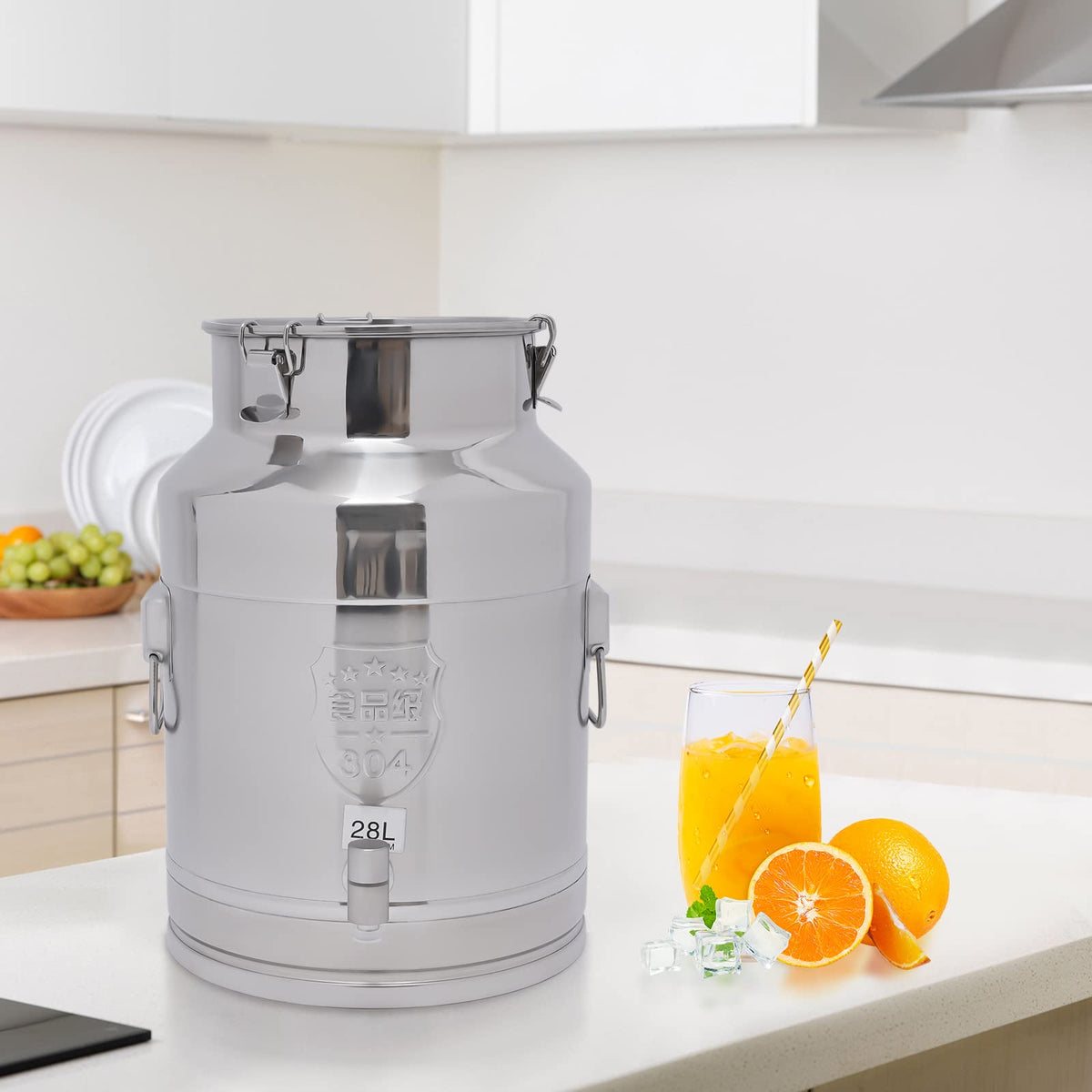28L Stainless Steel Milk Can with Faucet & Lid R550