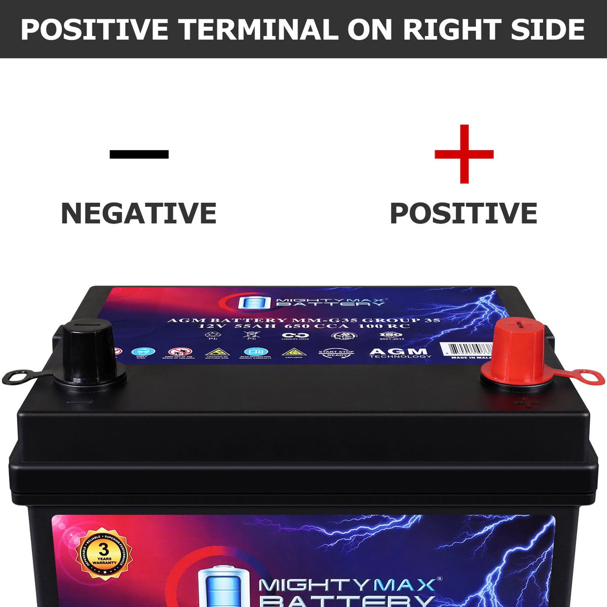 12V 55Ah AGM 650 CCA Replacement Battery Z95867