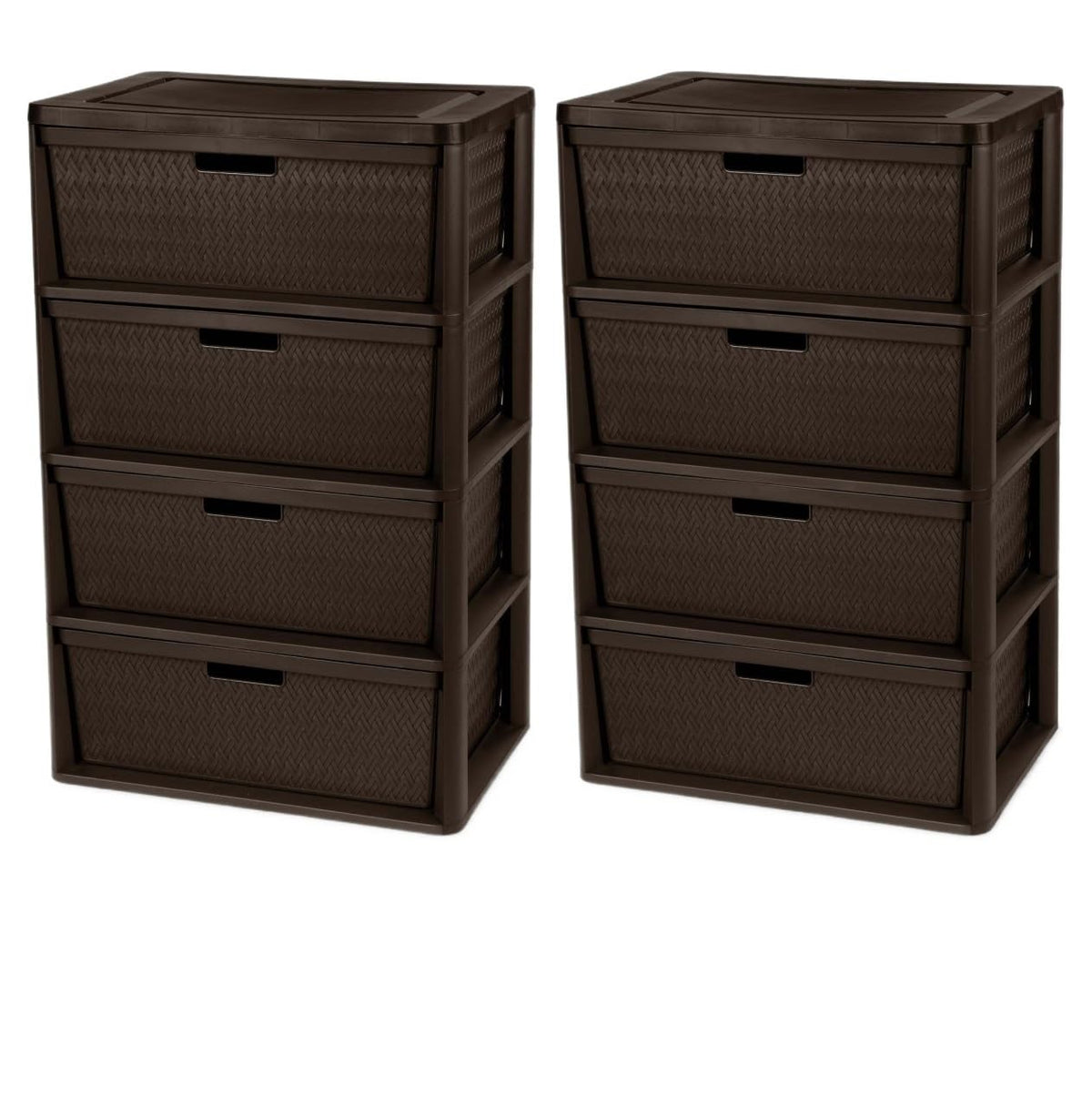 2 Pack Wide 4 Drawer Plastic Storage Tower B909626