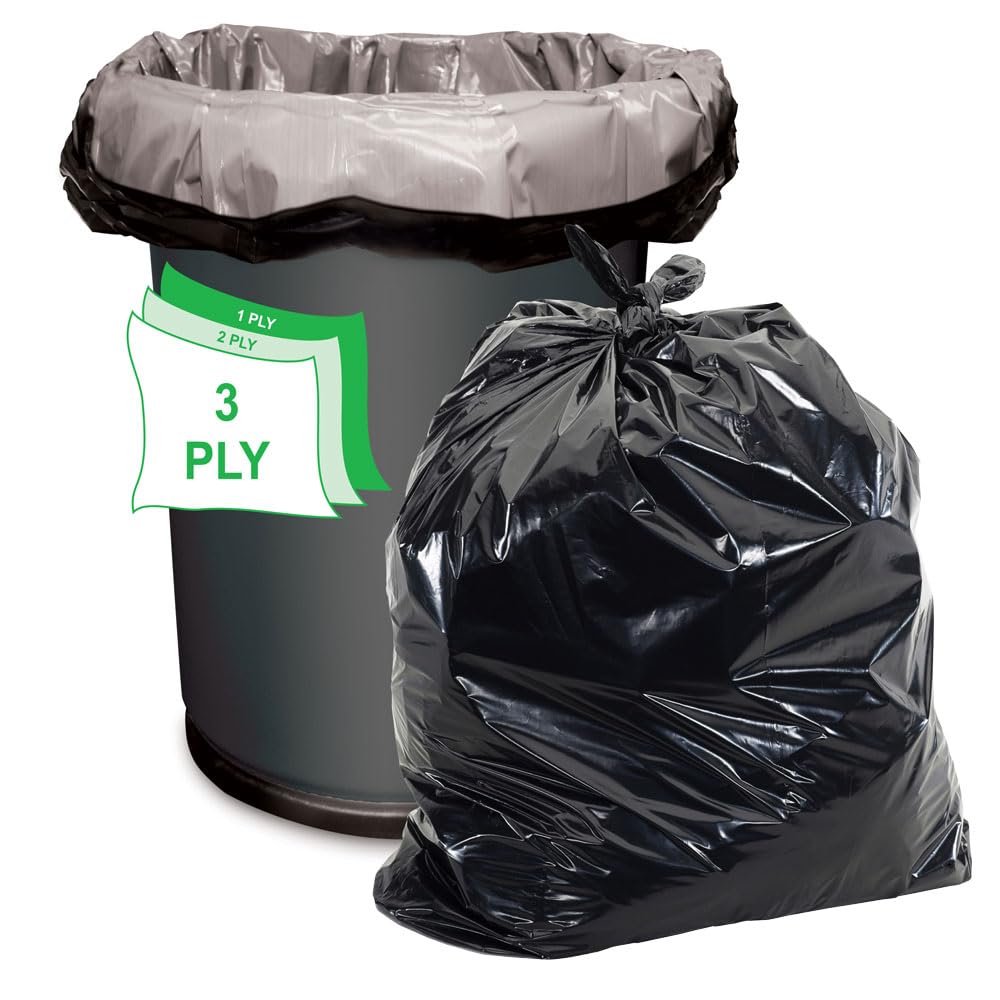 44 Gallon Black Heavy Duty Trash Bags Pack of 100 N714