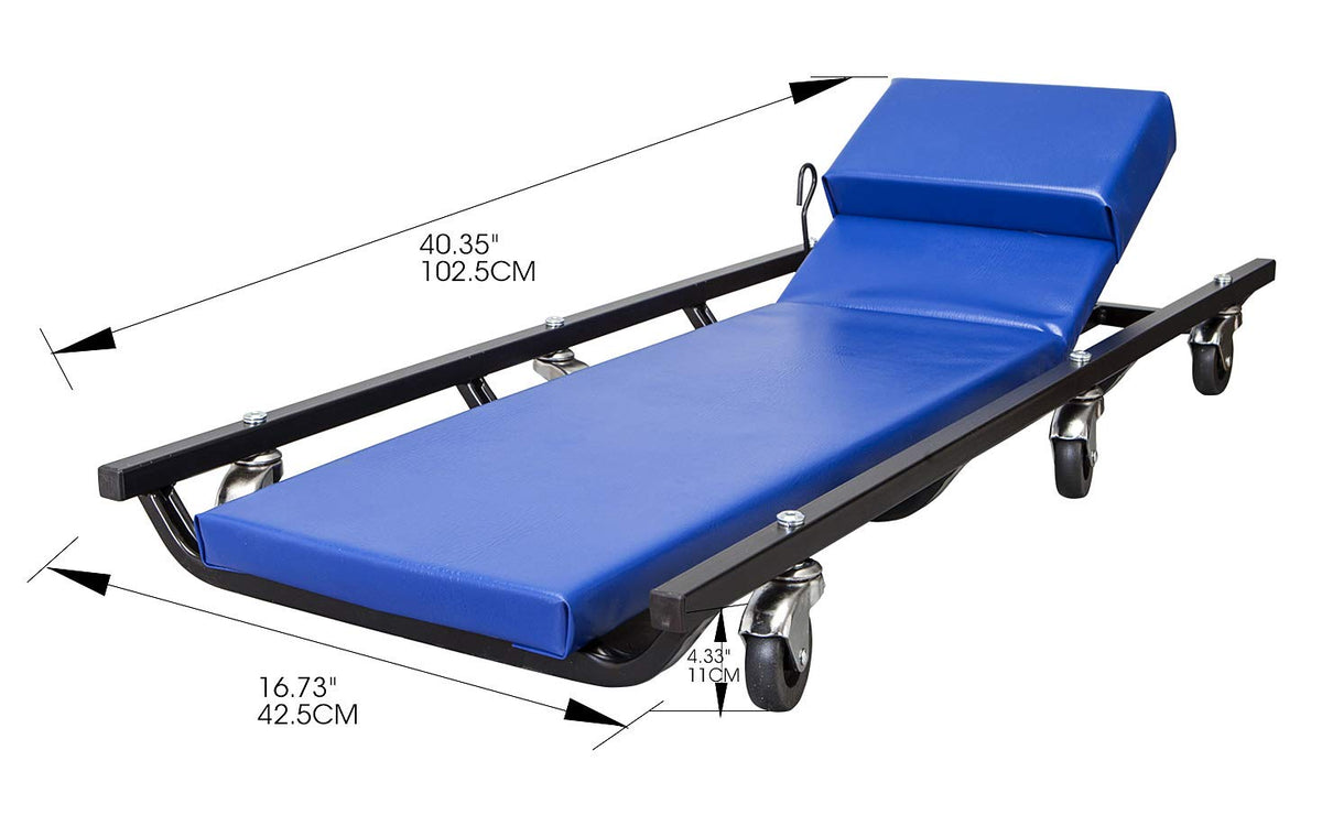 40" Padded Mechanic Creeper with 6 Casters, Blue L818
