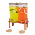 2 Pack 1.5 Gallon Glass Beverage Dispenser with Wooden Lid M807459