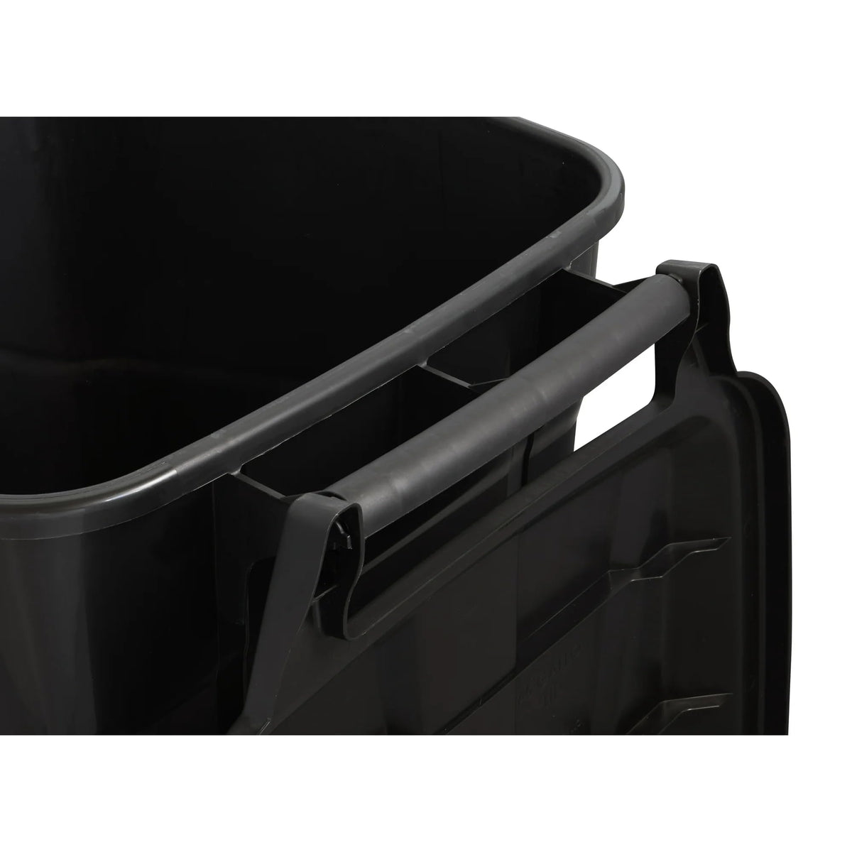 45 Gallon Black Wheeled Trash Can with Attached Lid V474142