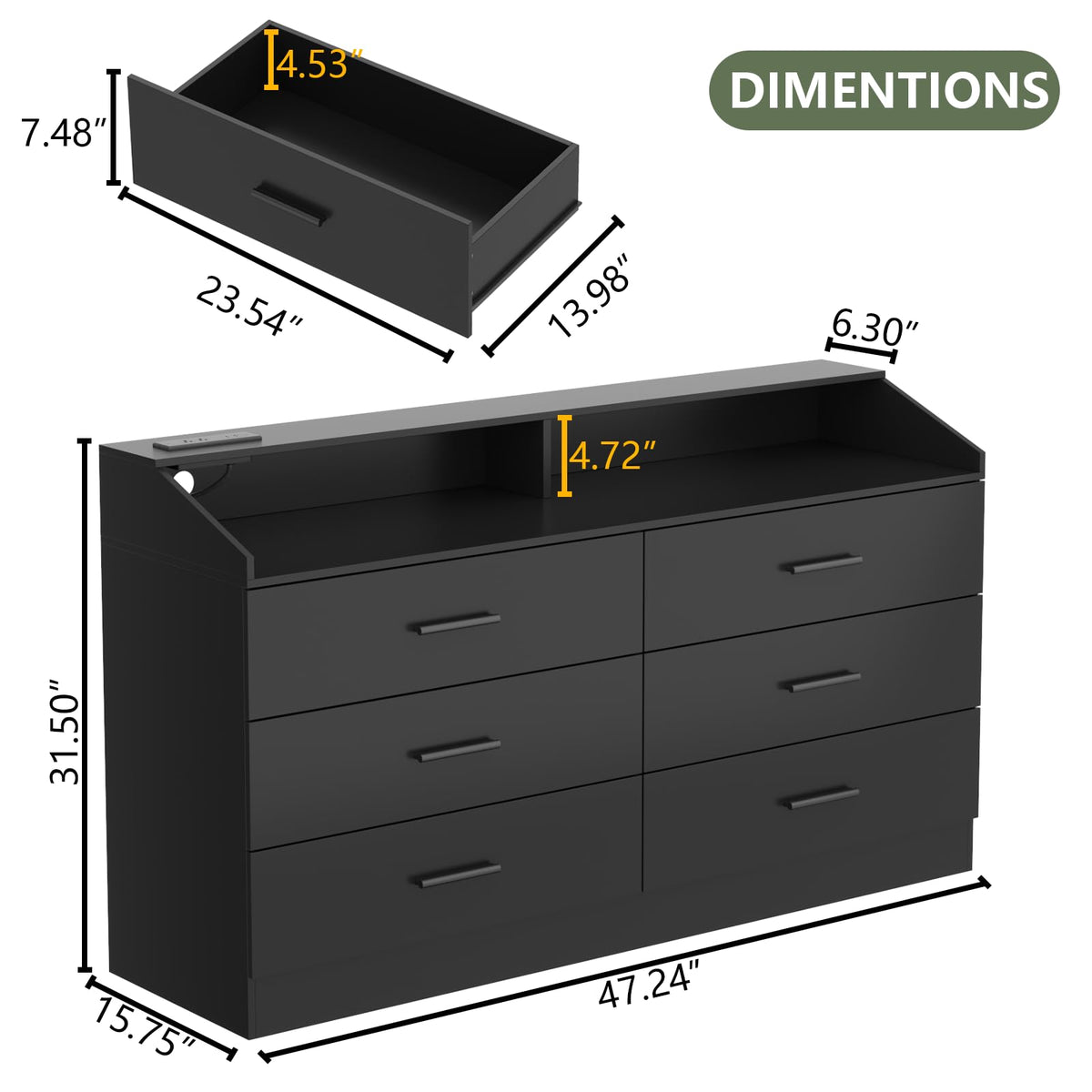 6 Drawer Dresser with Power Outlet S299