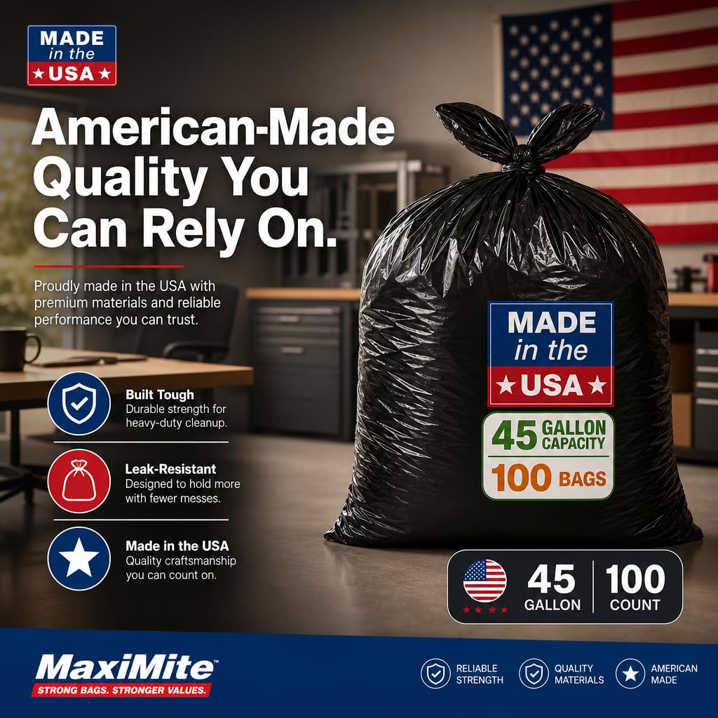 40-45 Gallon Heavy Duty Black Trash Bags 100 Count L43750