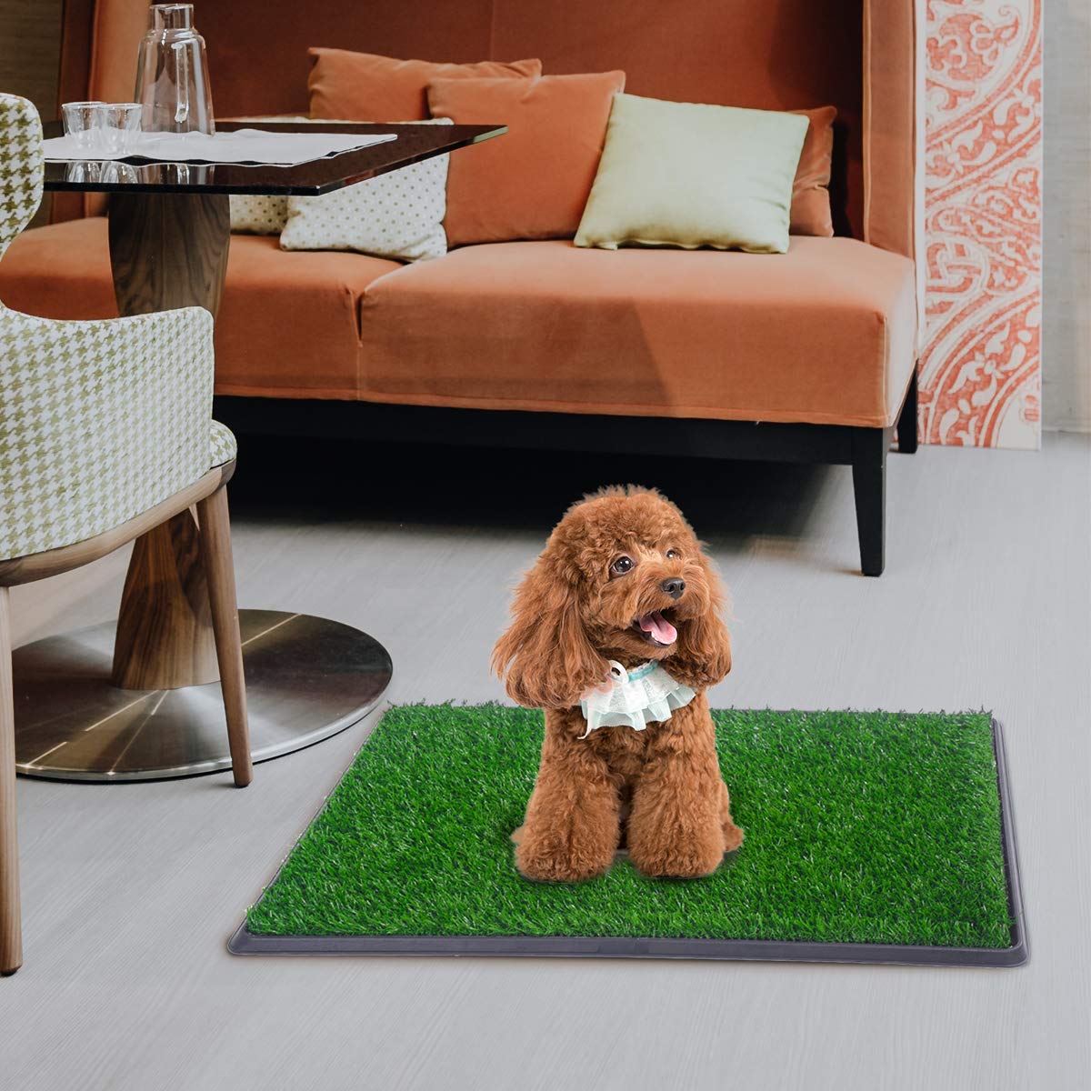 2pcs Artificial Grass Pet Potty Pad with Drainage Hole J7774