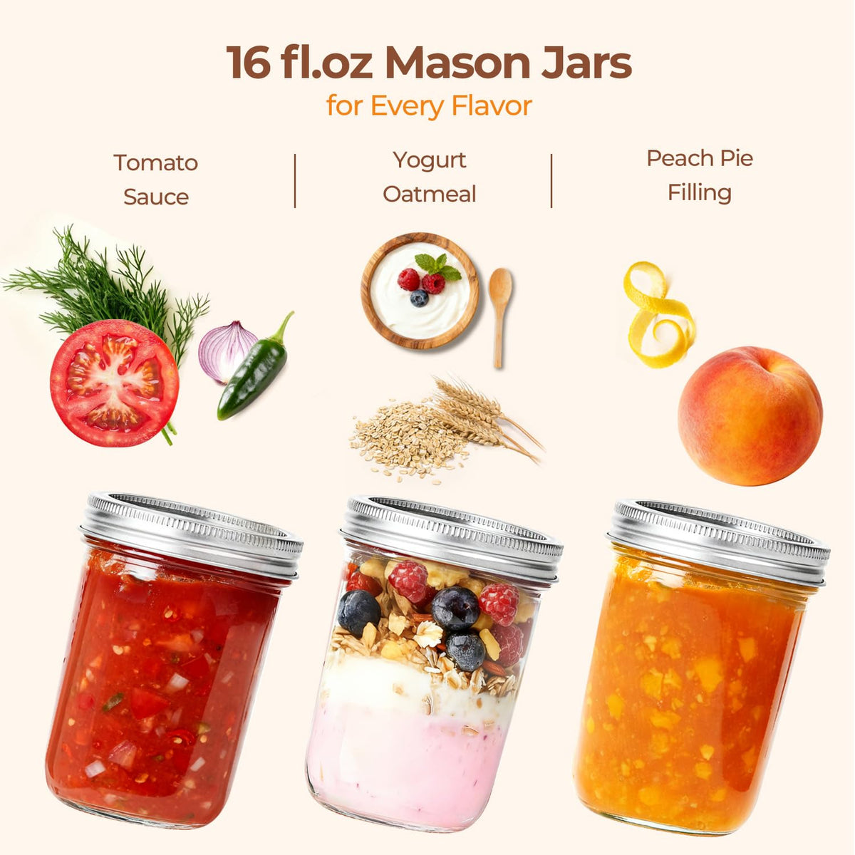 16 oz Wide Mouth Mason Jars 4 Pack G305