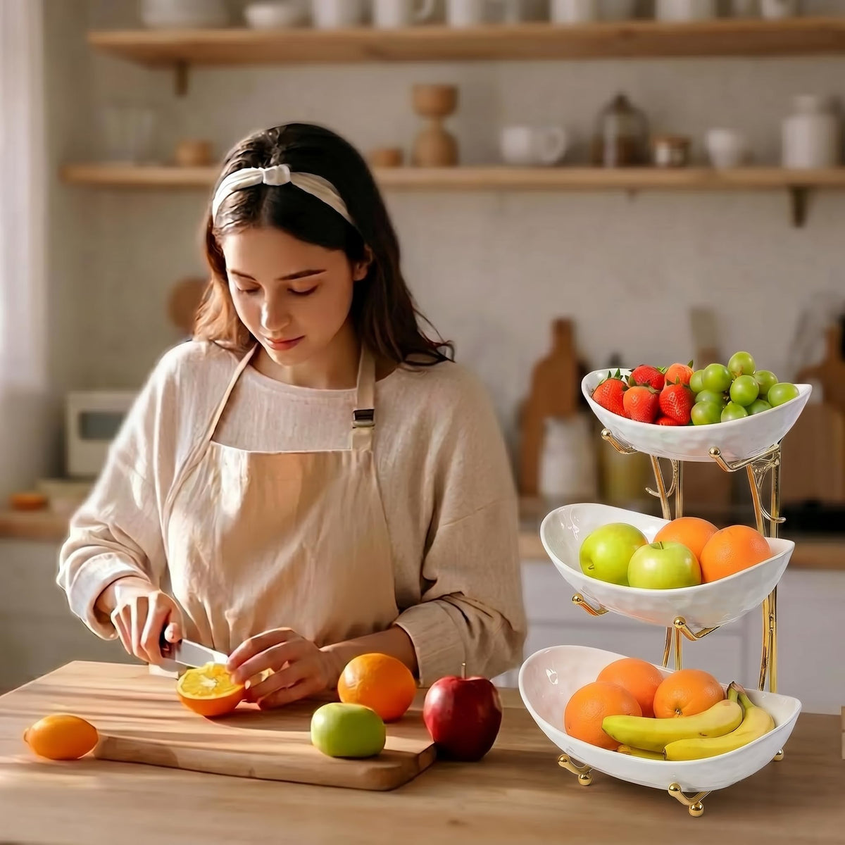 3 Tier Ceramic Fruit Bowl Stand Q360330