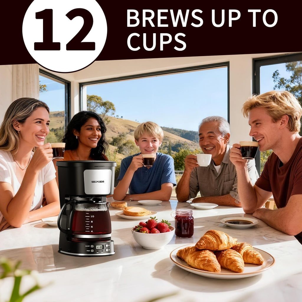12 Cup Programmable Drip Coffee Maker with Glass Carafe and Reusable Filter G86924