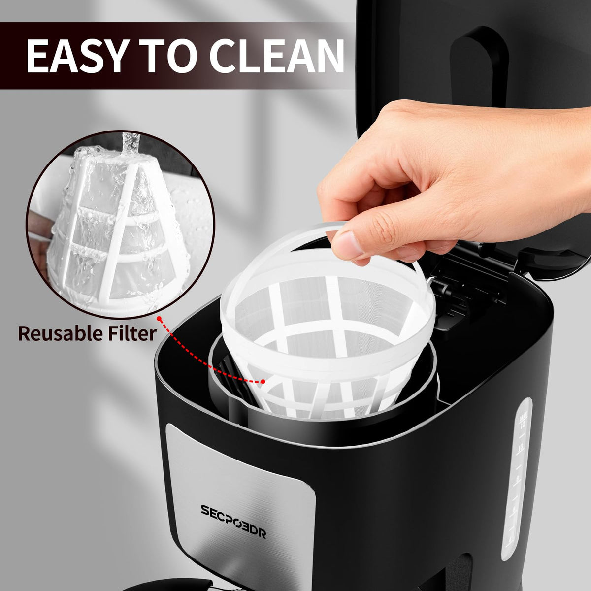 12 Cup Programmable Drip Coffee Maker with Glass Carafe and Reusable Filter G86924