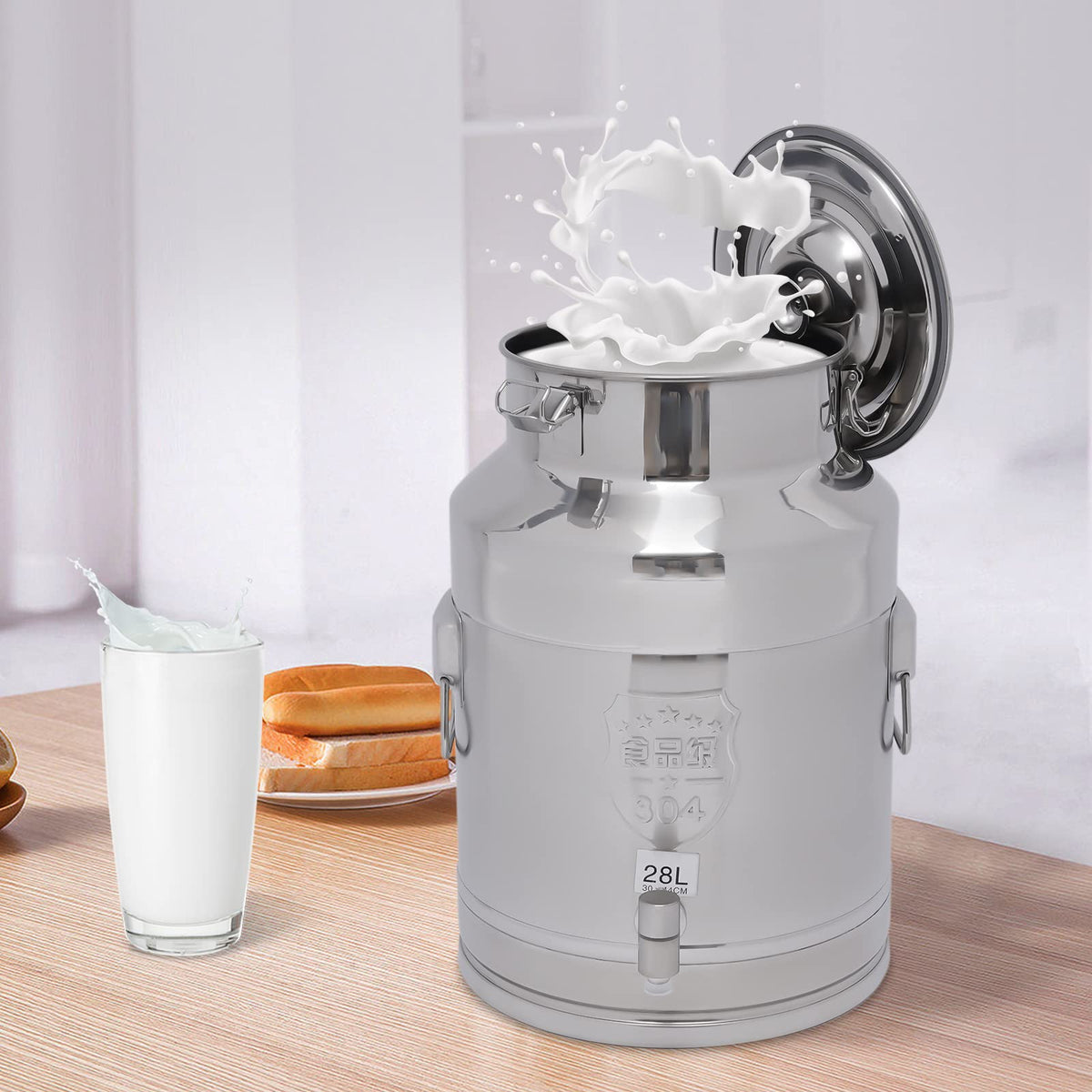 28L Stainless Steel Milk Can with Faucet & Lid R550