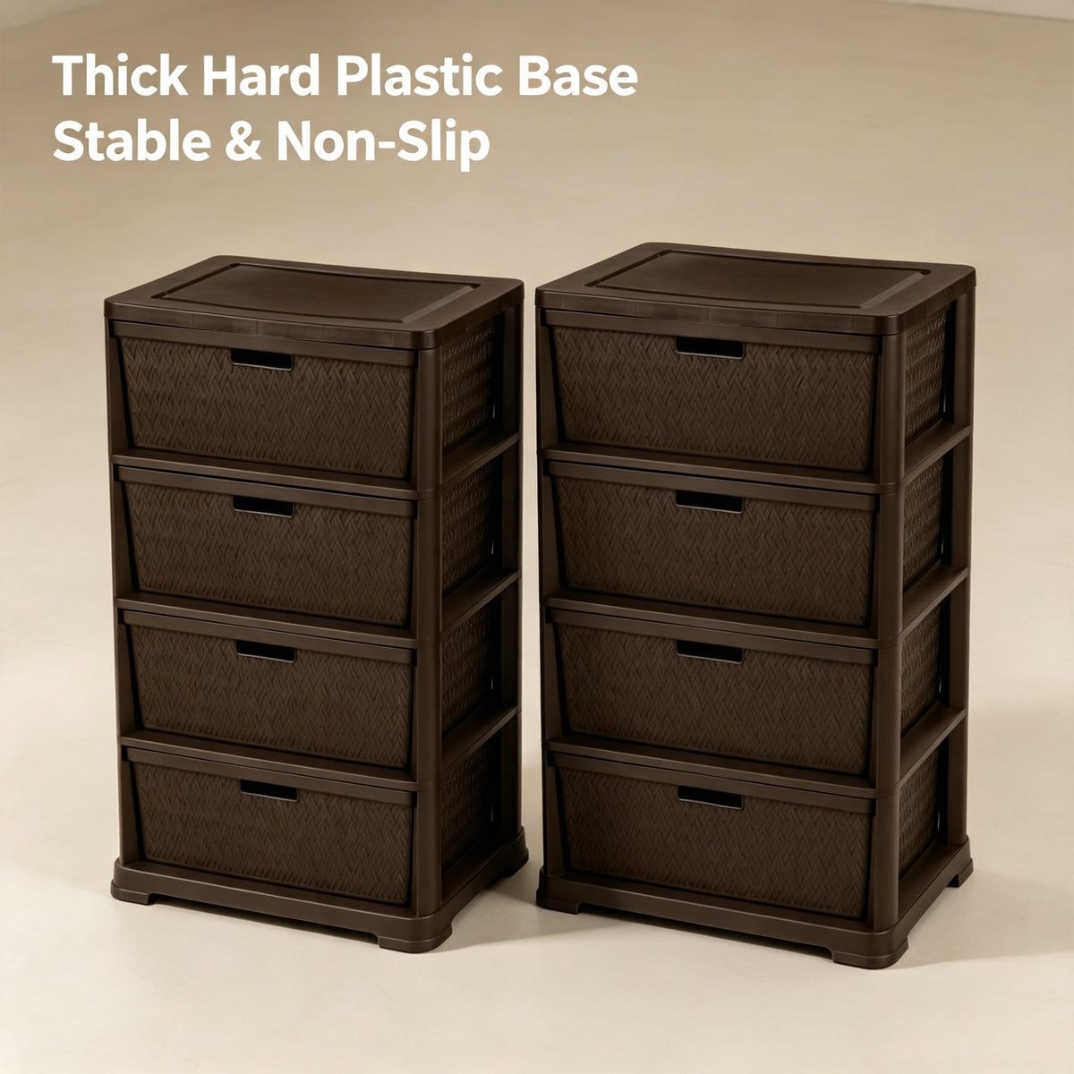 2 Pack Wide 4 Drawer Plastic Storage Tower B909626