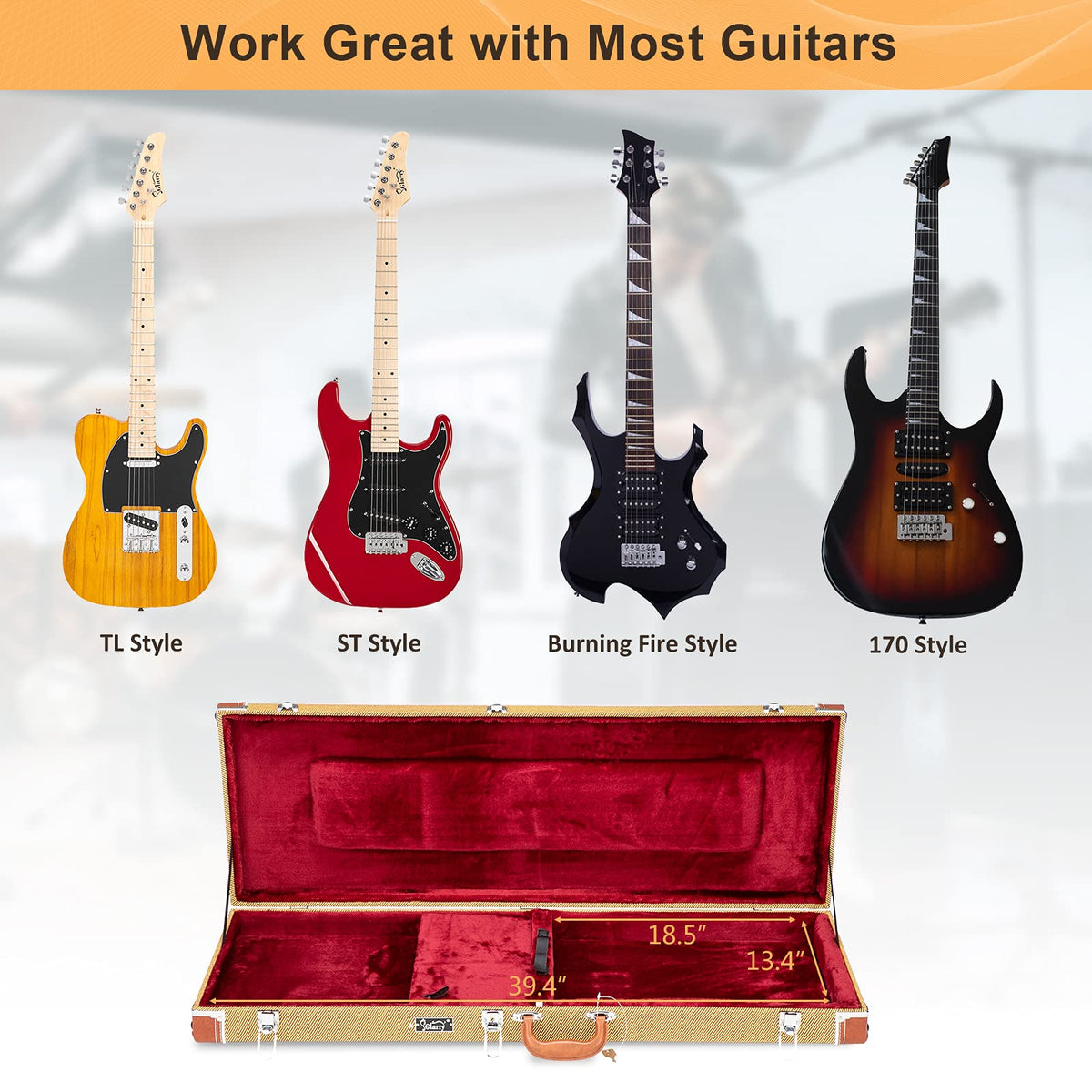 Yellow Electric Guitar Hard Shell Case V313064