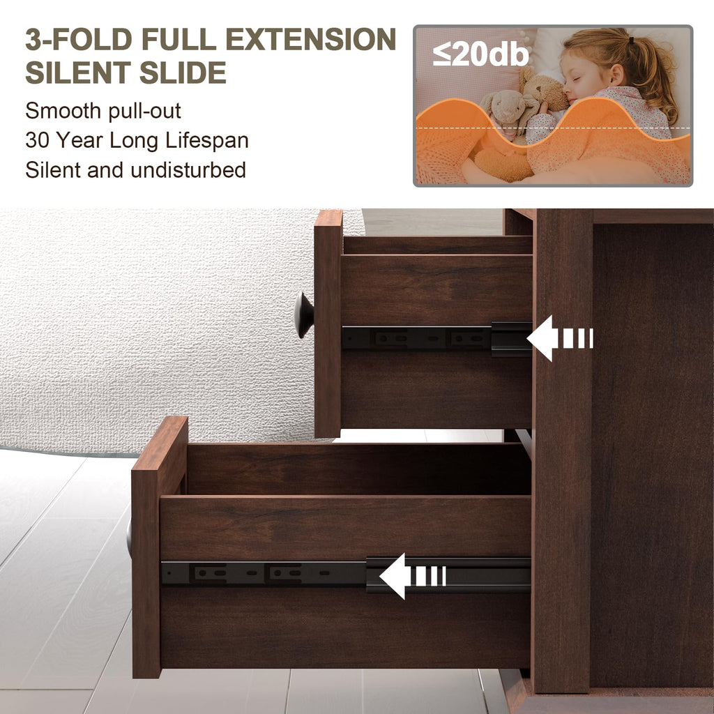 24" Nightstand with Charging Station and Drawers J35743
