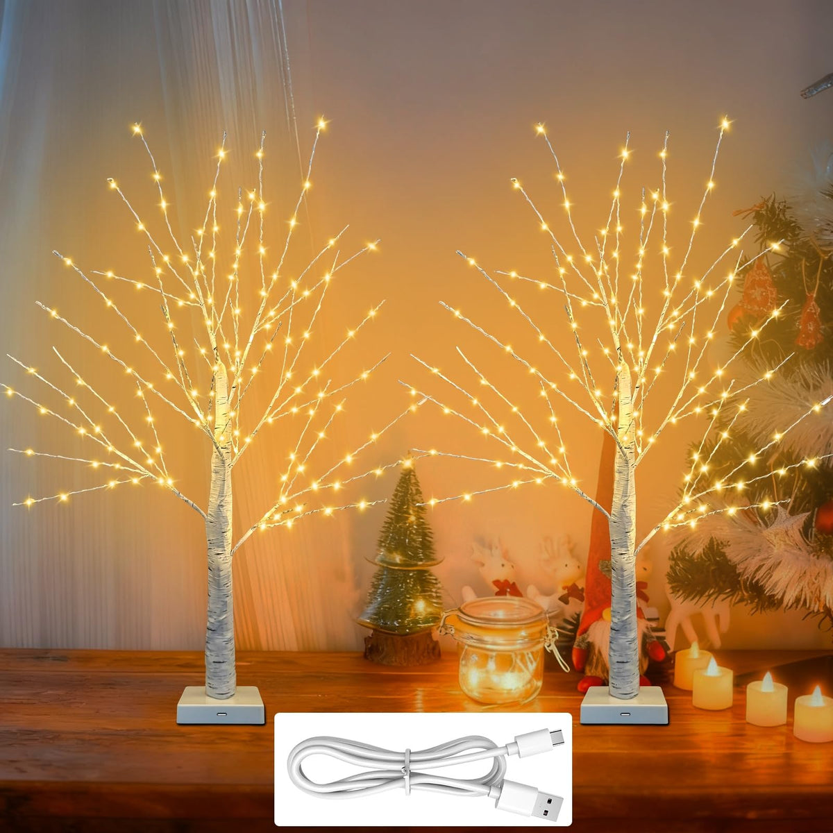 24 Inch LED Birch Tree 2 Pack P768102
