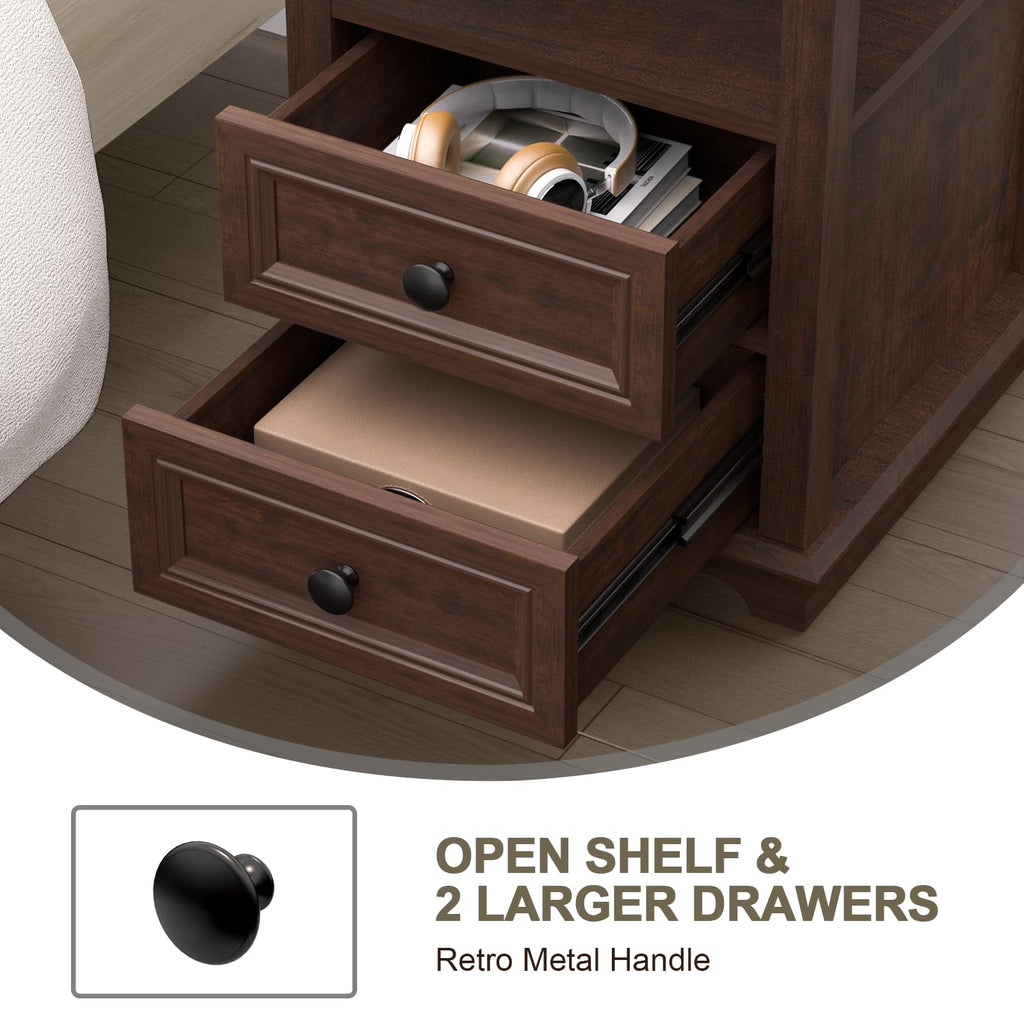 24" Nightstand with Charging Station and Drawers J35743