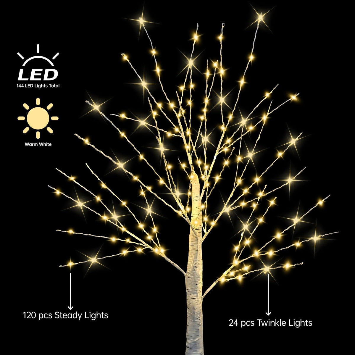 24 Inch LED Birch Tree 2 Pack P768102