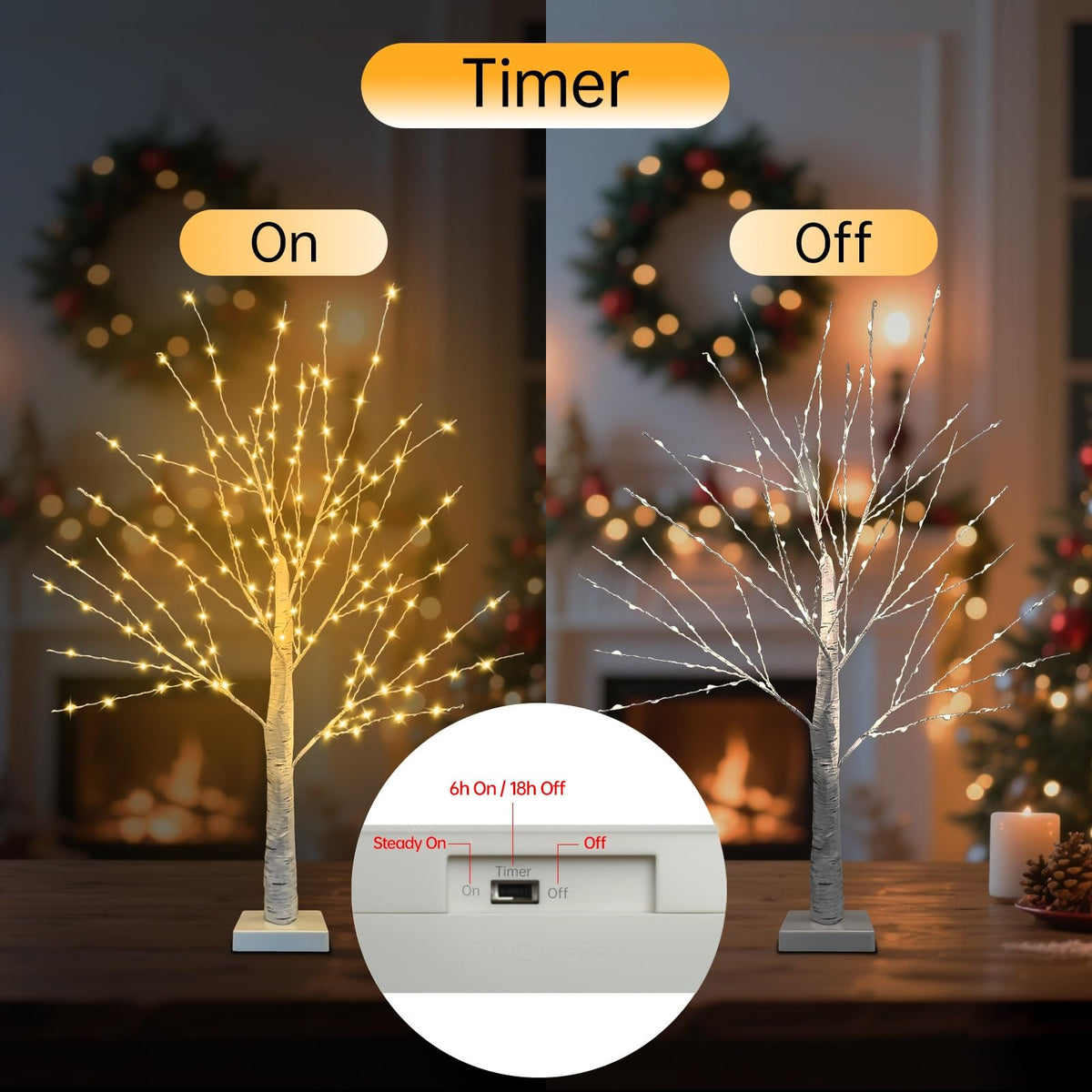 24 Inch LED Birch Tree 2 Pack P768102
