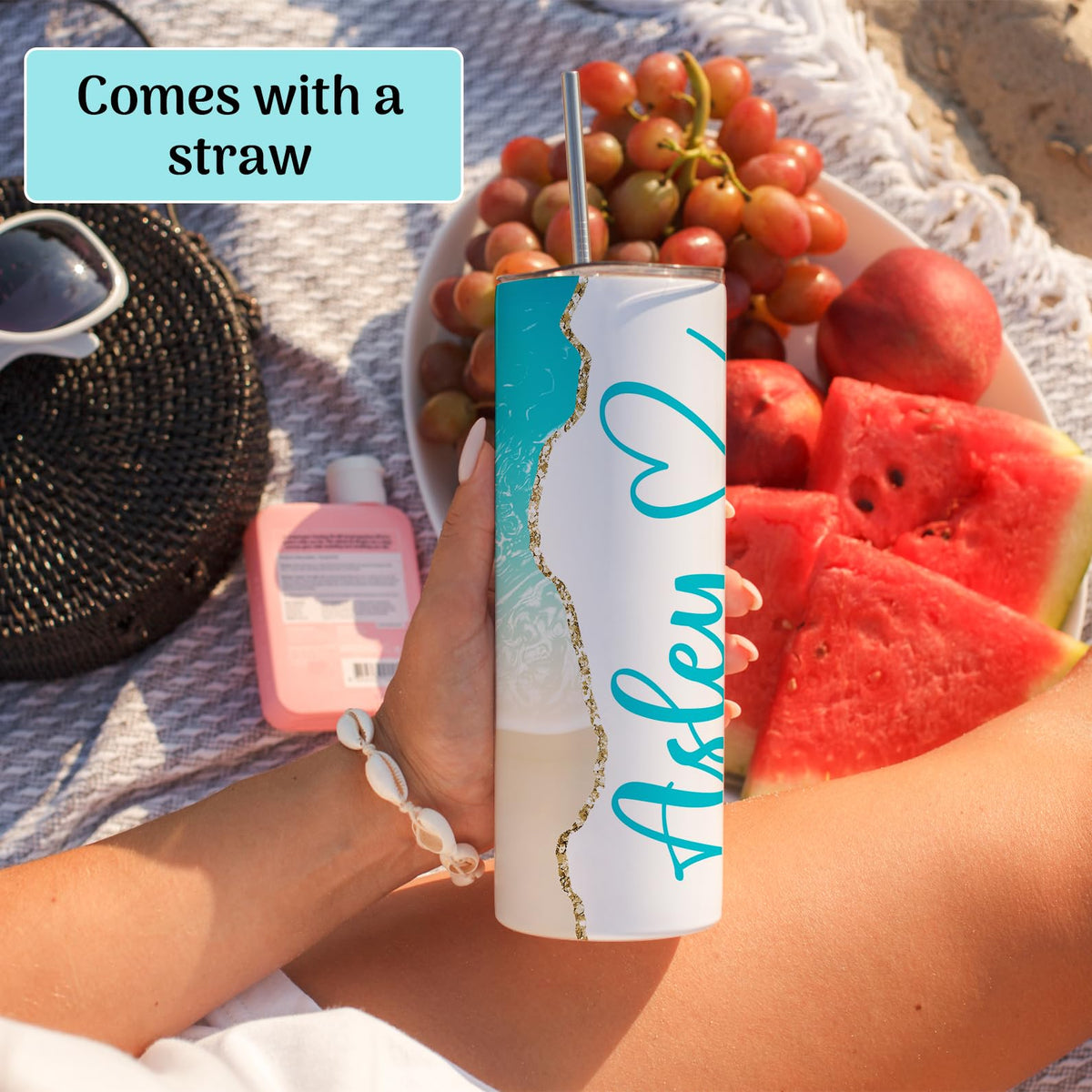 20 oz Custom Skinny Tumbler with Lid & Straw Y518564