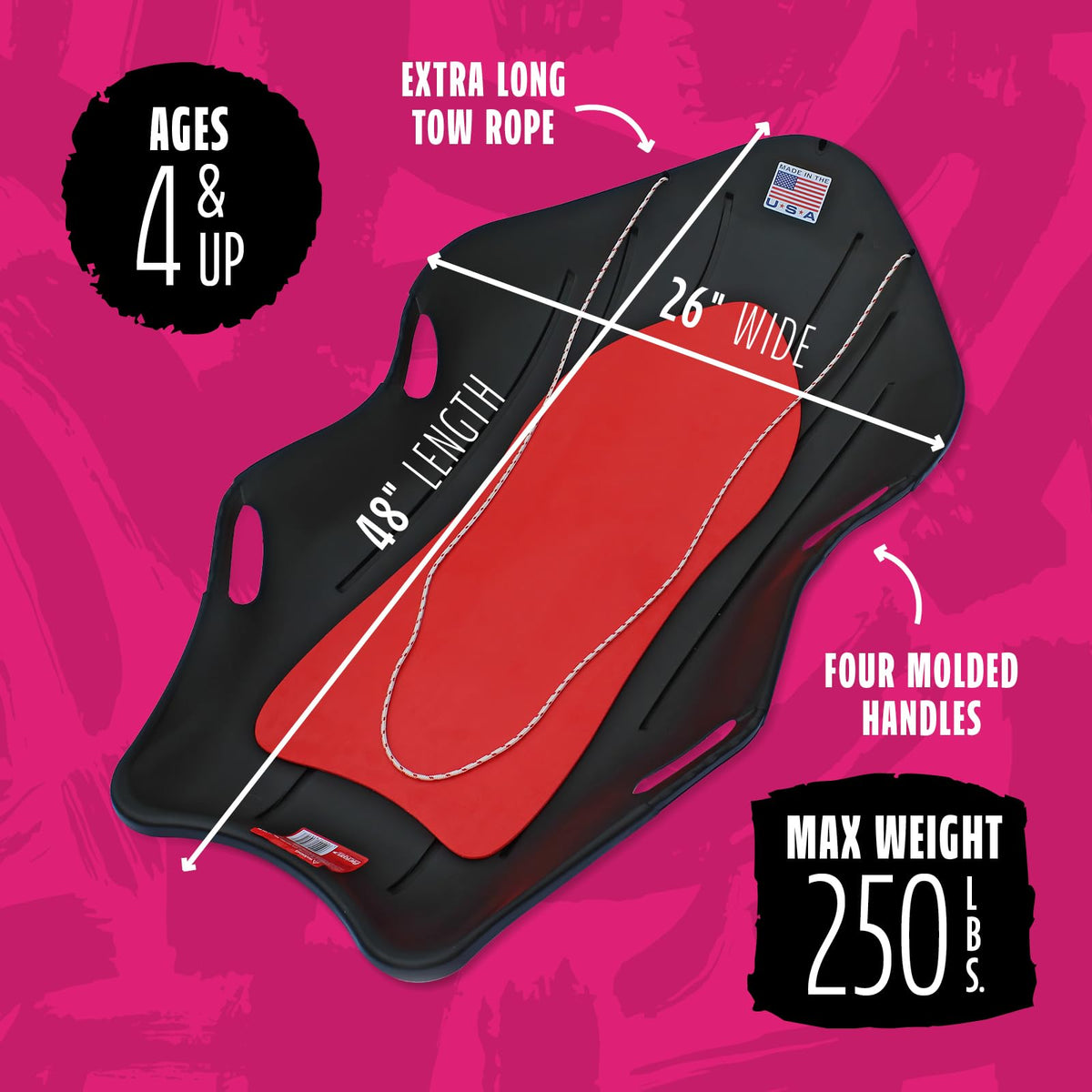 48" 2-Person Plastic Sled with Cushioned Pad U983386