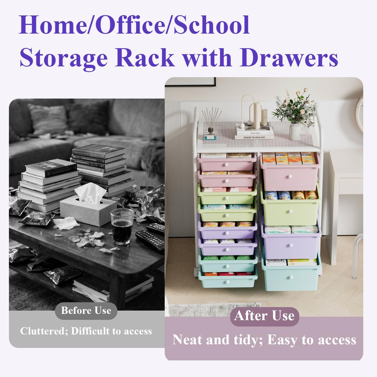 6 Drawers Rolling Storage Cart with Metal Frame C972
