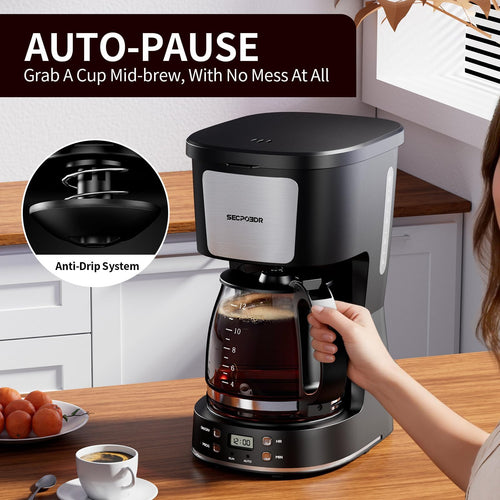 12 Cup Programmable Drip Coffee Maker with Glass Carafe and Reusable Filter G86924
