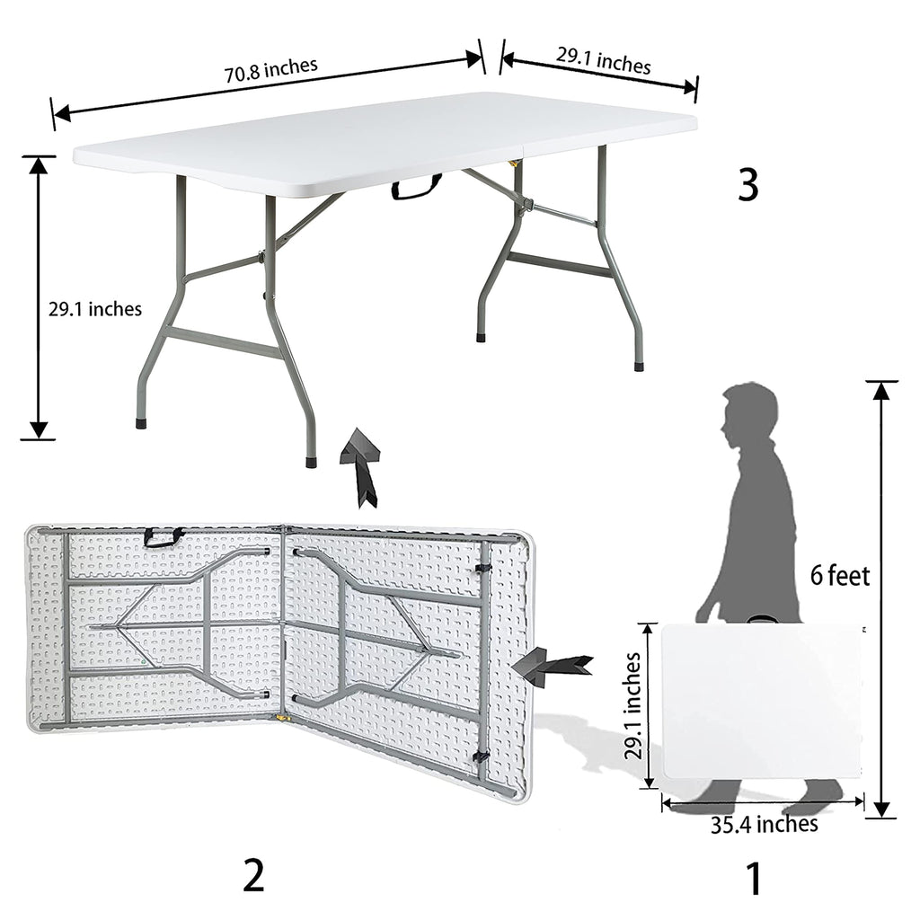 6ft Heavy Duty Foldable Plastic Folding Table Z9426