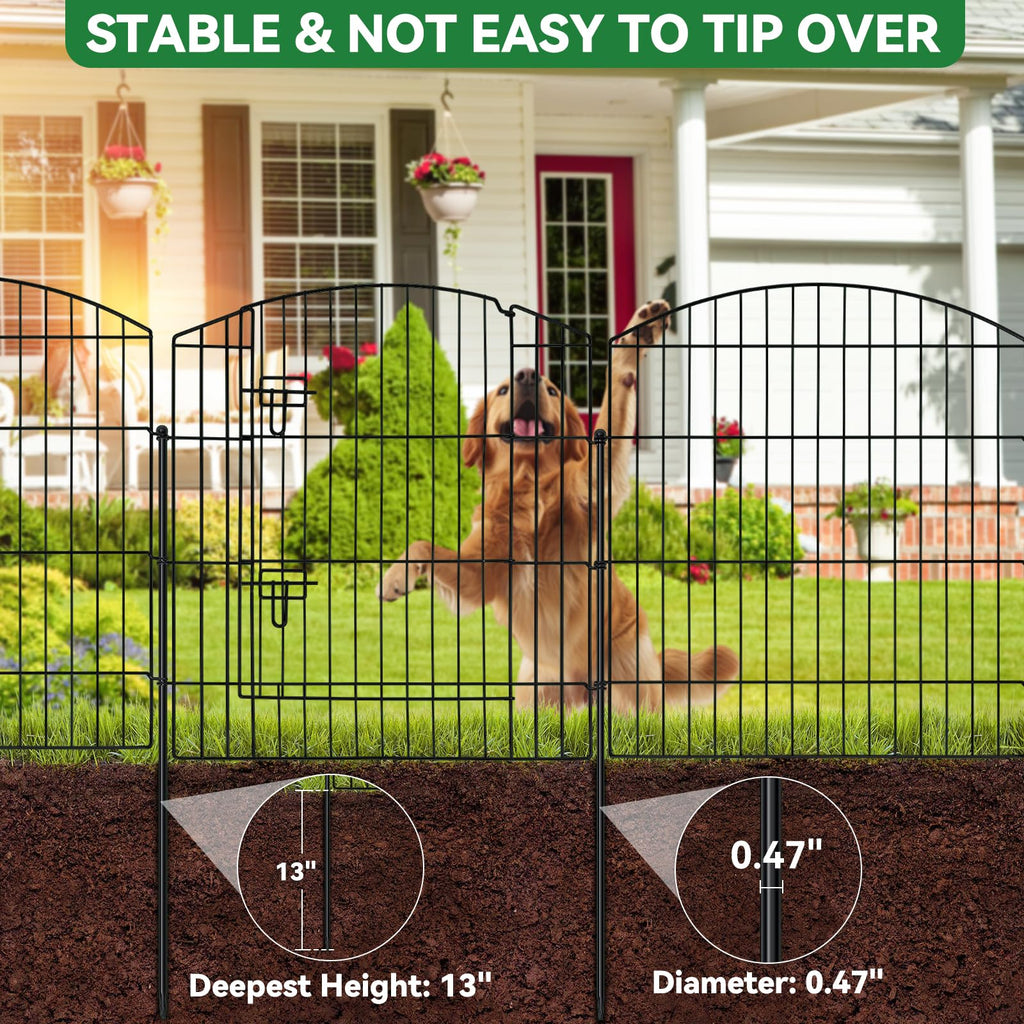 10 Panel No Dig Garden Fence with Gate Y556339