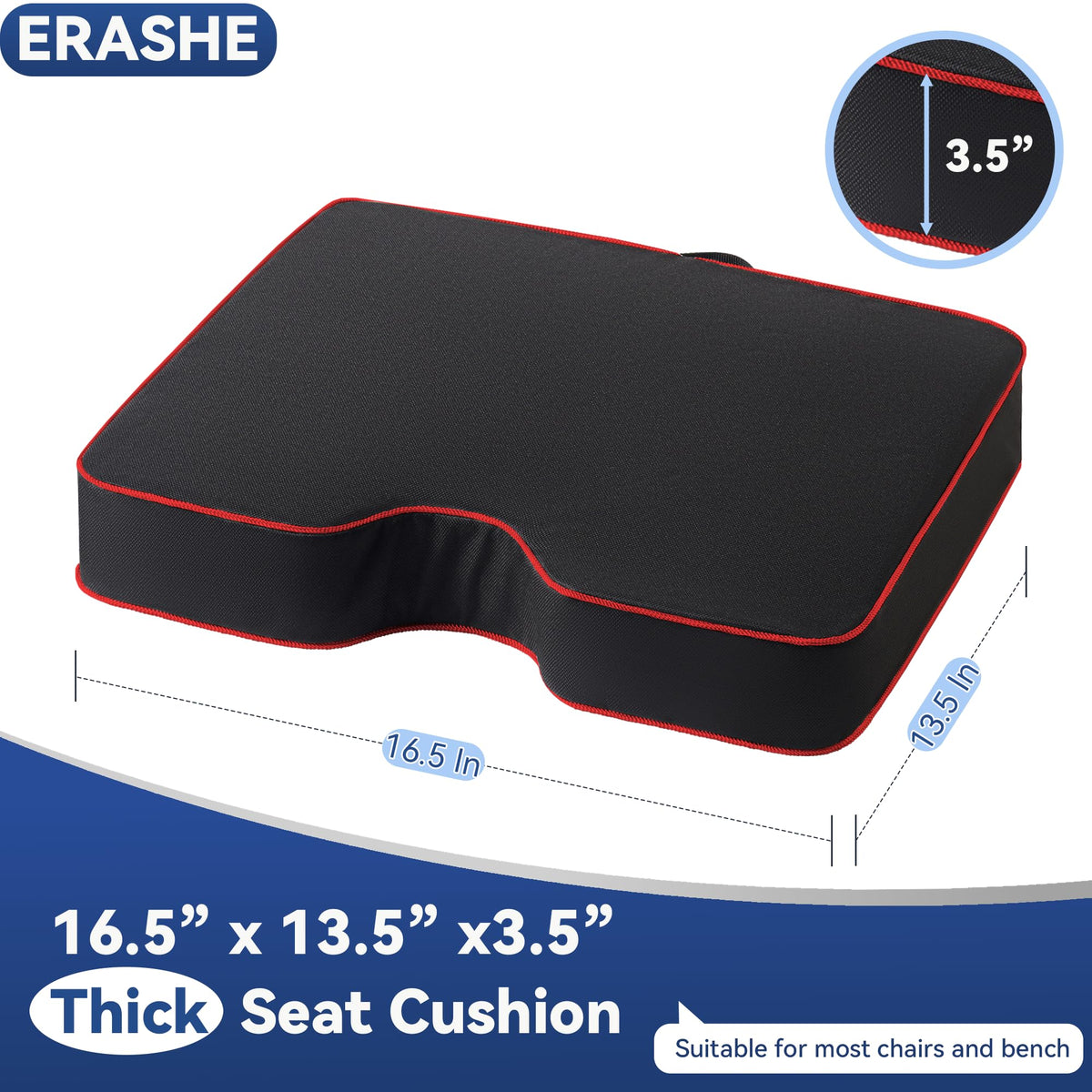 3.5" Extra Thick Resilient Foam Stadium Seat Cushion 2Pcs Red Z427523