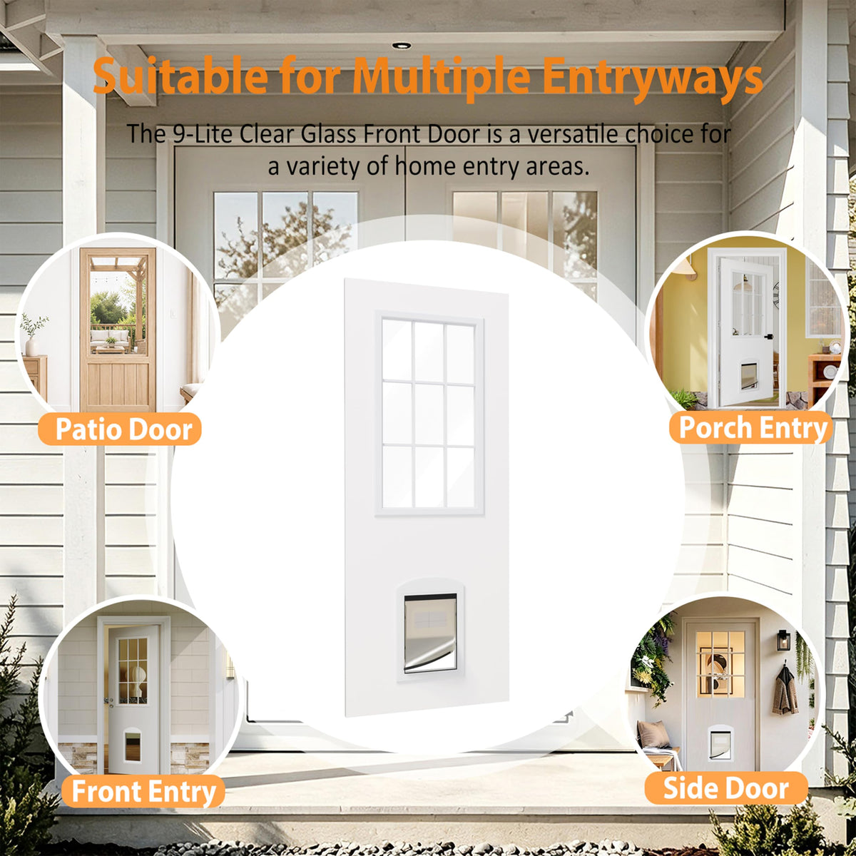 36"x 80" 9-Lite Clear Glass Exterior Door C850