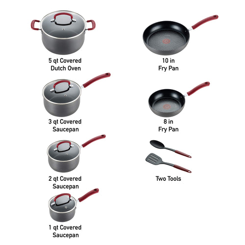 12 Piece Hard Anodized Nonstick Cookware Set U134
