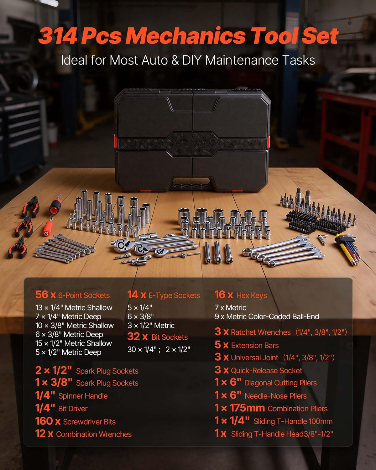 314-Piece Mechanic Tool Set with Storage Case I8378