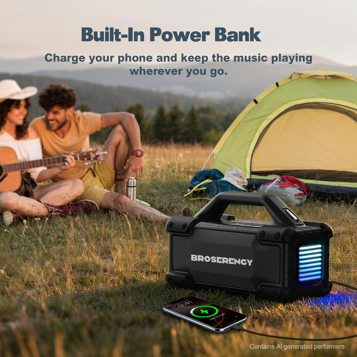 Black Portable Water Resistant Bluetooth Speaker L4483