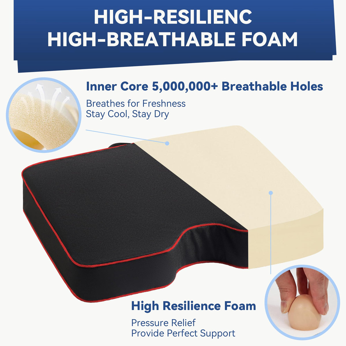 3.5" Extra Thick Resilient Foam Stadium Seat Cushion 2Pcs Red Z427523
