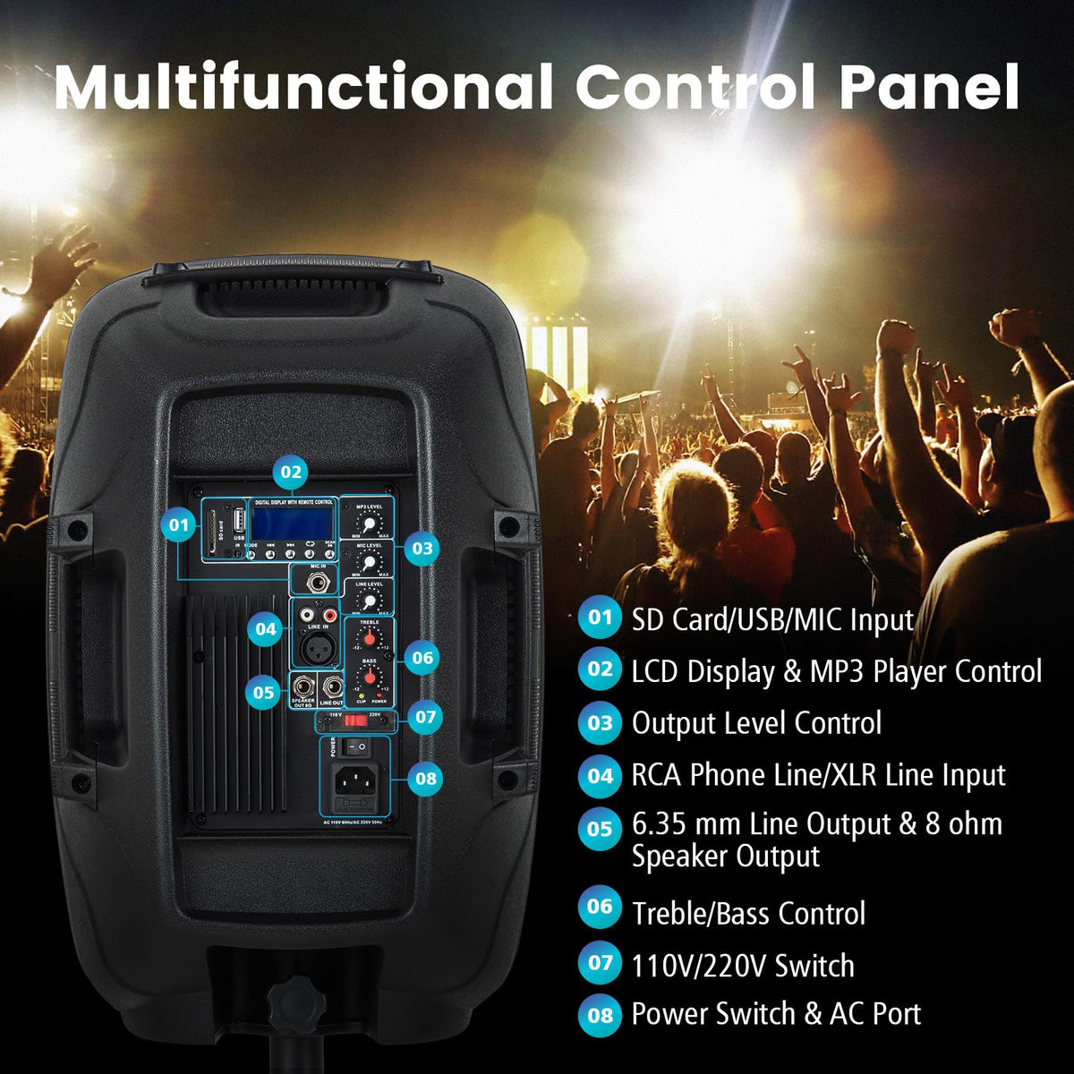 1600W 2-Way Powered PA Speaker System G177