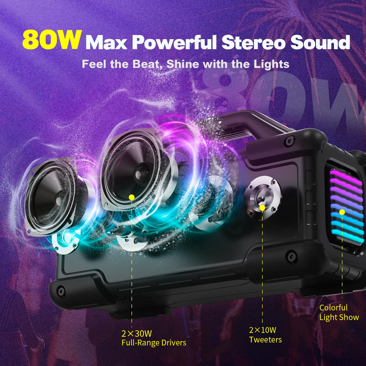 Black Portable Water Resistant Bluetooth Speaker L4483