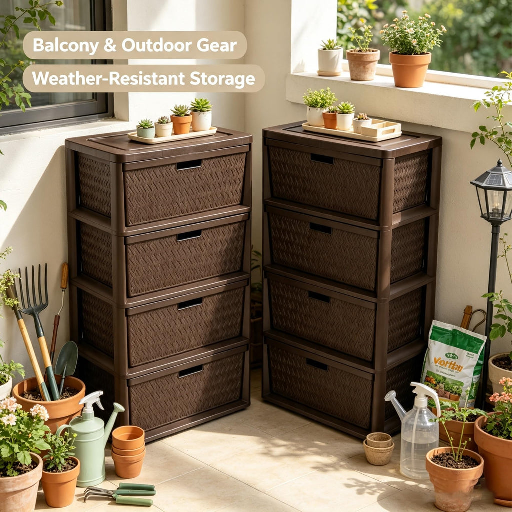 2 Pack Wide 4 Drawer Plastic Storage Tower B909626