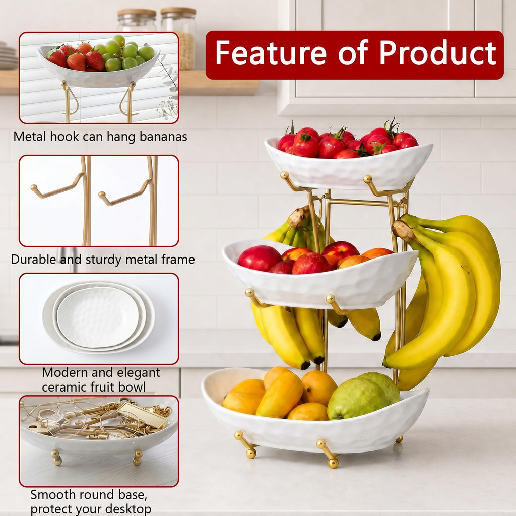 3 Tier Ceramic Fruit Bowl Stand Q360330