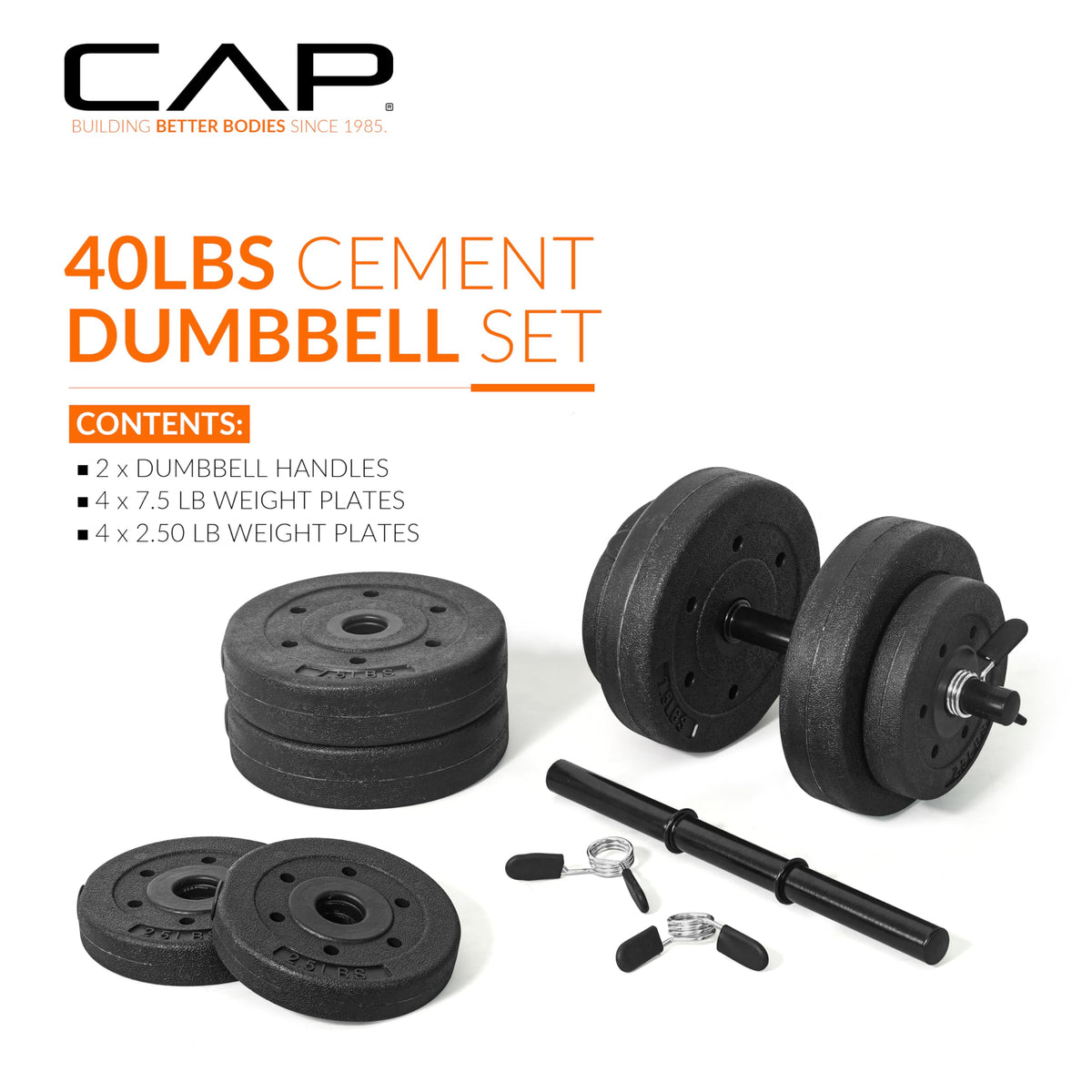 40 LB Adjustable Cement Dumbbell Set H145