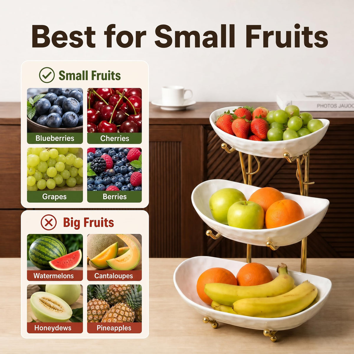 3 Tier Ceramic Fruit Bowl Stand Q360330