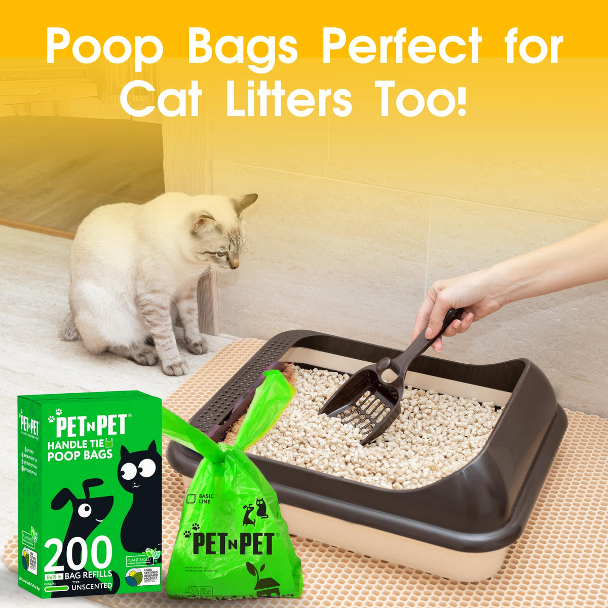 200 Count Unscented Tie Handles Poop Bags K12756