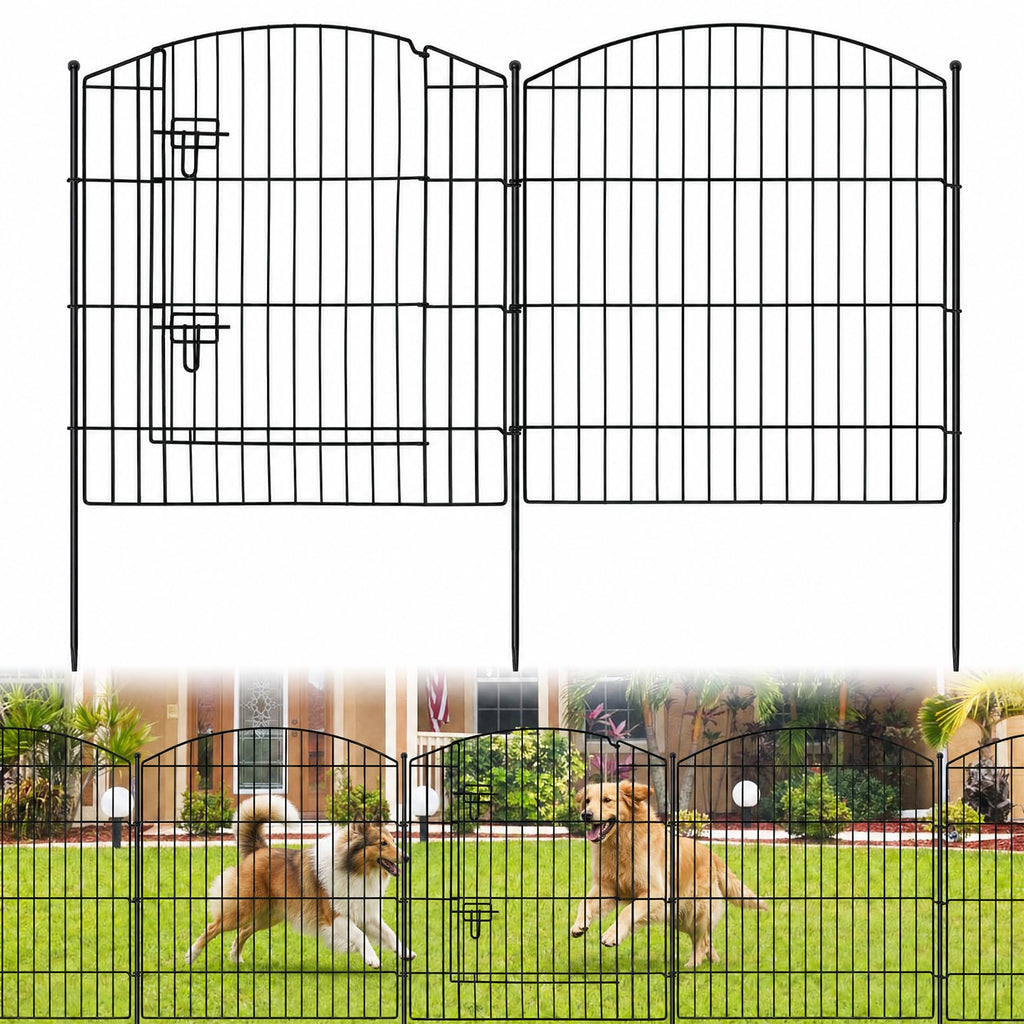 10 Panel No Dig Garden Fence with Gate Y556339